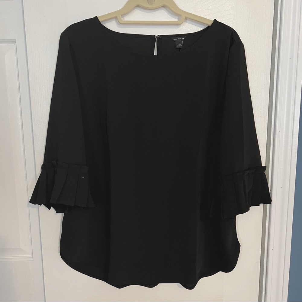 Ann Taylor Pleated Sleeve Blouse